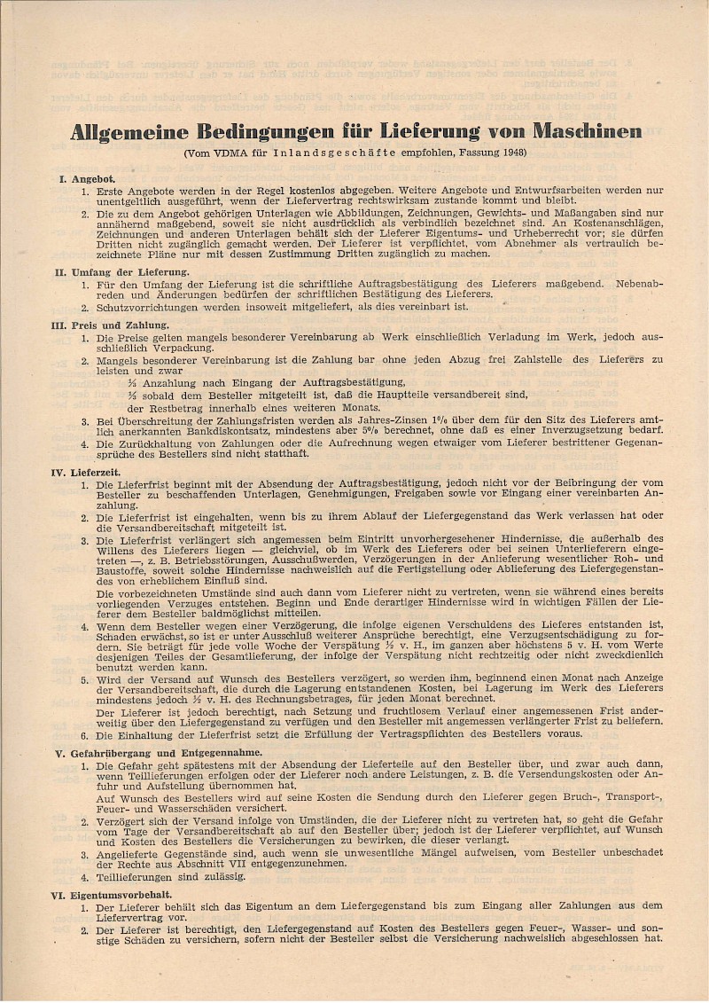 Merkblatt Lieferbedingungen VDMA