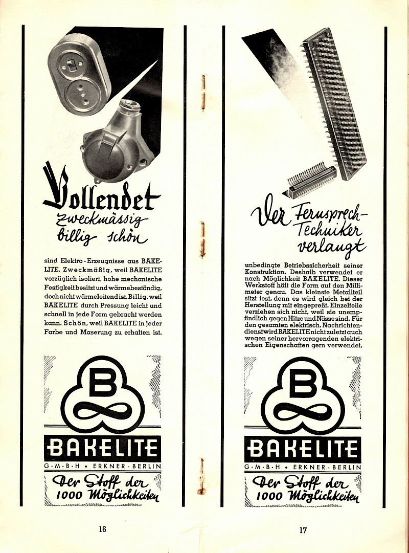 Werbebroschüre Bakelite® Der Stoff der 1000 Möglichkeiten